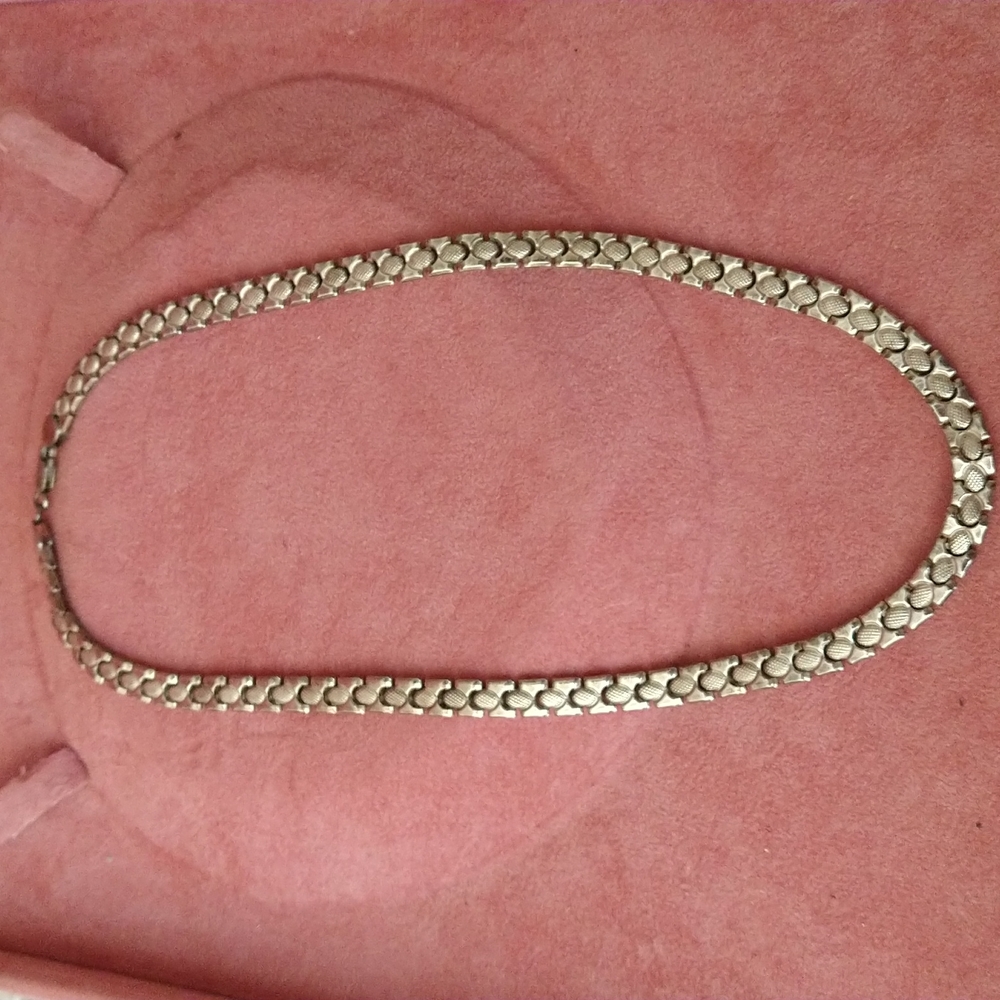 STERLING SILVER FLAT LINK NECKLACE - Picture 2 of 4